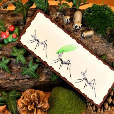 Broderie papier marque page fourmis feuille