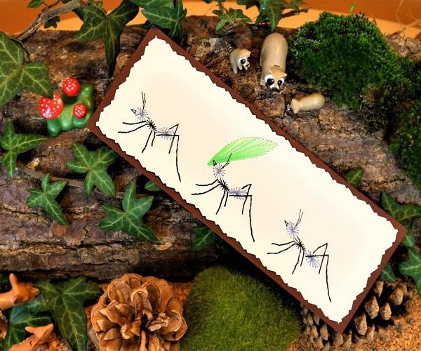 Broderie papier marque page fourmis feuille