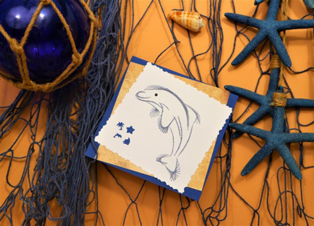 Broderie sur papier carte a broder dauphin loisir creatif eugenie 01
