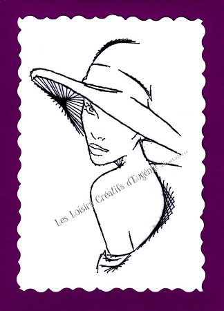 Broderie sur papier carte a broder la femme au chapeau loisirs creatifs d eugenie