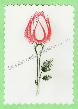 Broderie sur papier carte a broder loisirs creatifs bouton de rose