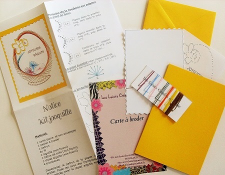 Broderie sur papier carte a broder loisirs creatifs jonquille 1