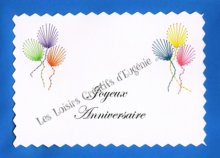 Broderie sur papier carte a broder loisirs creatifs joyeux anniversaire bleu