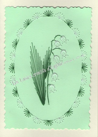 Broderie sur papier carte a broder loisirs creatifs muguet