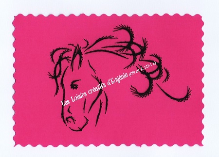 Broderie sur papier carte a broder loisirs creatifs tete de chavel rose