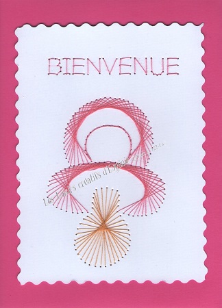 Broderie sur papier carte a broder loisirs creatifs tetine de bebe fille rose