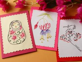 Broderie sur papier carte a broder perle
