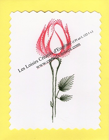 Broderie sur papier carte a broder rose jaune loisirs creatifs d eugenie