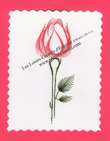 Broderie sur papier carte a broder rose rose loisirs creatifs d eugenie