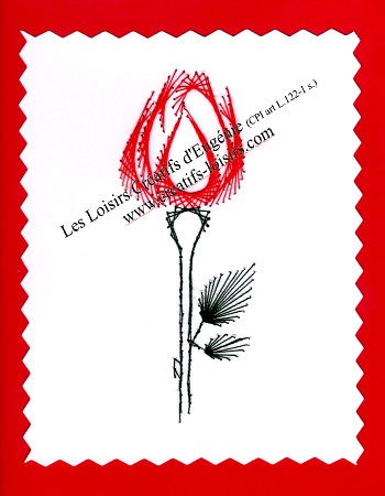 Broderie sur papier carte a broder rose rouge loisirs creatifs d eugenie