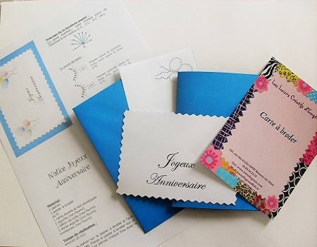 Broderie sur papier loisirs creatifs anniversaire bleu