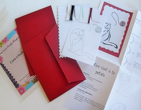 Broderie sur papier loisirs creatifs chat a la pelote