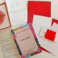 Broderie sur papier loisirs creatifs coeur rouge enfant