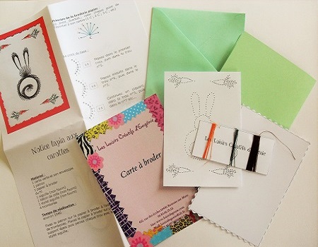 Broderie sur papier loisirs creatifs lapin aux carottes