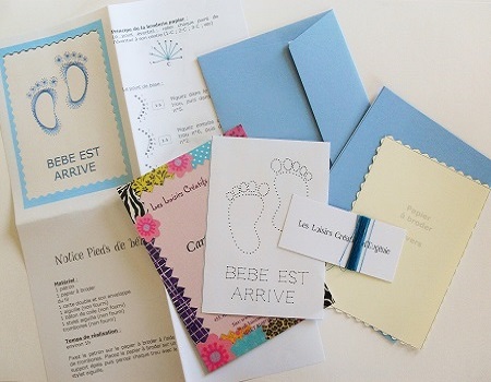 Broderie sur papier loisirs creatifs pied garcon bb est arrive