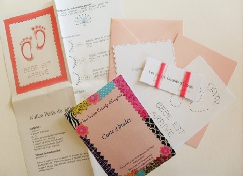 Broderie sur papier loisirs creatifs pieds fille bb est arrive