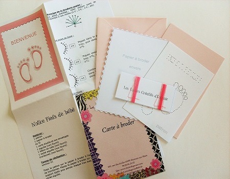 Broderie sur papier loisirs creatifs pieds fille bienvenue