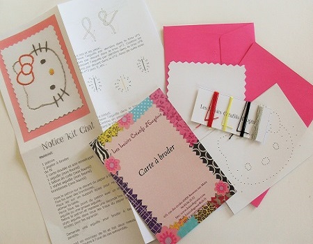 Broderie sur papier loisirs creatifs tete de chat enfant