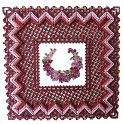 Broderie sur papier point de croix carton feuille perfore trou bordeaux carte fleur canivet