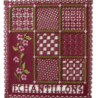 Broderie sur papier point de croix carton feuille perfore trou bordeaux carte