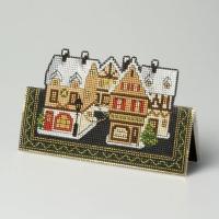 Broderie sur papier point de croix carton feuille perfore trou noir maison
