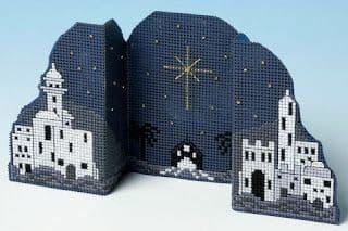Broderie sur papier point de croix carton feuille perfore trou noir nativite