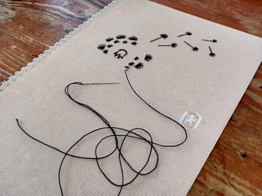 Cahier broder couverture broderie papier pissenlit fil tendu string art en cours aiguille