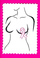 Cancer du sein buste de femme au ruban rose broderie papier