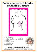 Cancer du sein buste de femme au ruban rose flyer kit broderie sur papier