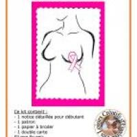 Cancer du sein buste de femme au ruban rose flyer kit broderie sur papier