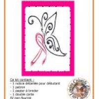Cancer du sein papillon au ruban rose kit broderie sur papier