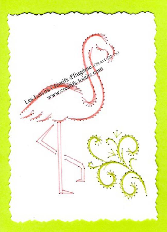 Carte a broder broderie sur papier flamand rose broderie sur papier loisirs creatifs eugenie
