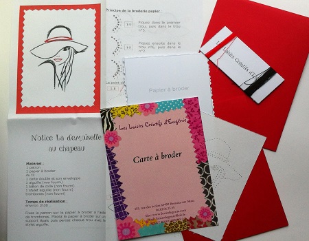 Carte a broder broderie sur papier la fille au chapeau les loisirs creatifs d eugenie