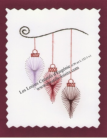 Carte a broder broderie sur papier les loisirs creatifs d eugenie boules de noel