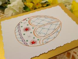 Carte a broder broderie sur papier oeuf strass loisir creatif eugenie