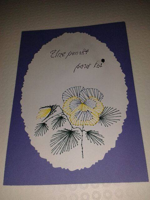 Carte a broder broderie sur papier pensee realisation cleitn 2016