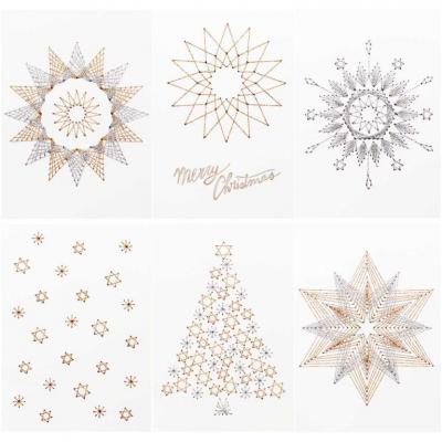 Carte postale a broder noel sapin flocon etoile chritsmas x mas