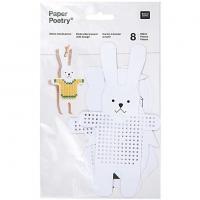 Carton a broder lapin hibou pingouin ours animaux animal papier perfore broderie point de croix