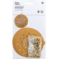 Carton rond a broder kraft etoile flocon noel fil tendu broderie sur papier