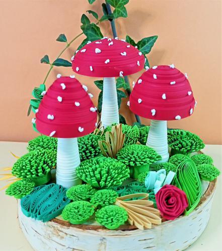 Champignon 3d quilling mushroom bande papier paper art amanite tue mouche