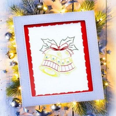 Cloche noel christmas houx feuille broderie papier carte a broder