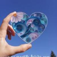 Coeur bleu quilling paperolles bande papier quilling ciel diy rouler