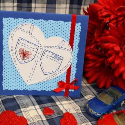 Coeur jean s bleu broderie papier patron modele fil tendu string art loisirs creatif eugenie carte a broder