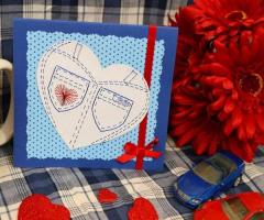 Coeur jean s bleu broderie papier patron modele fil tendu string art loisirs creatif eugenie carte a broder