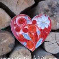 Coeur orange quilling blanc bande papier roule paperolles bois buche diy loisirs creatifs eugenie artisant art