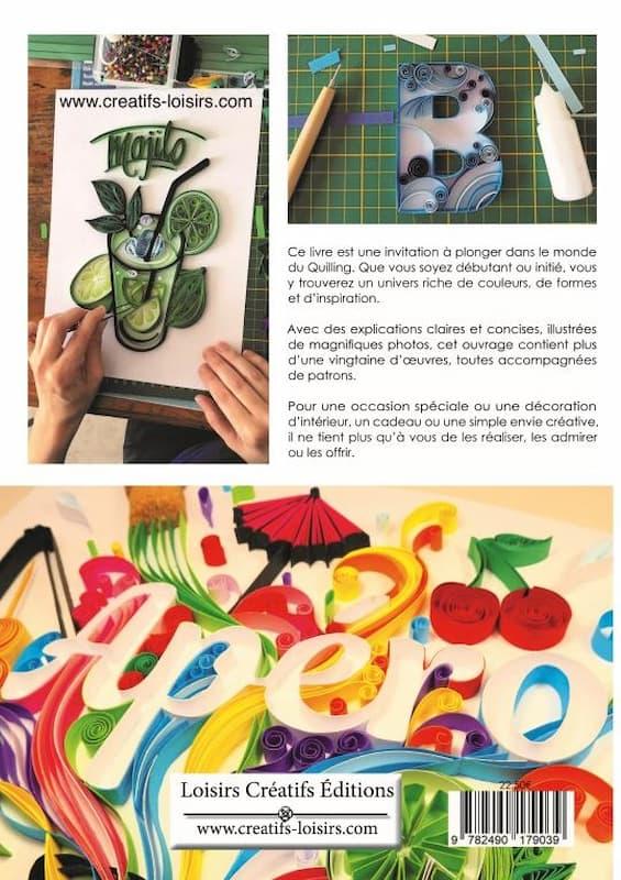 Dos couverture livre quilling lettre chiffre tableau prenom ecriture bande papier roule