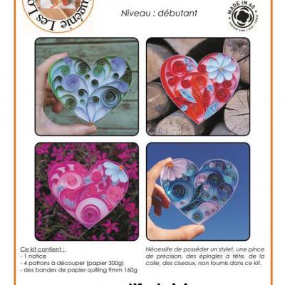 Kit quilling 4 tableaux coeur (débutant)