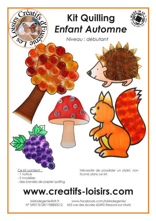 Kit quilling enfant automne herisson ecureuil arbre raisin champignon modele facile debutant