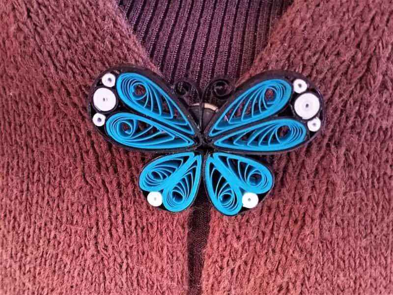 Kit quilling papillon bleu broche bijoux