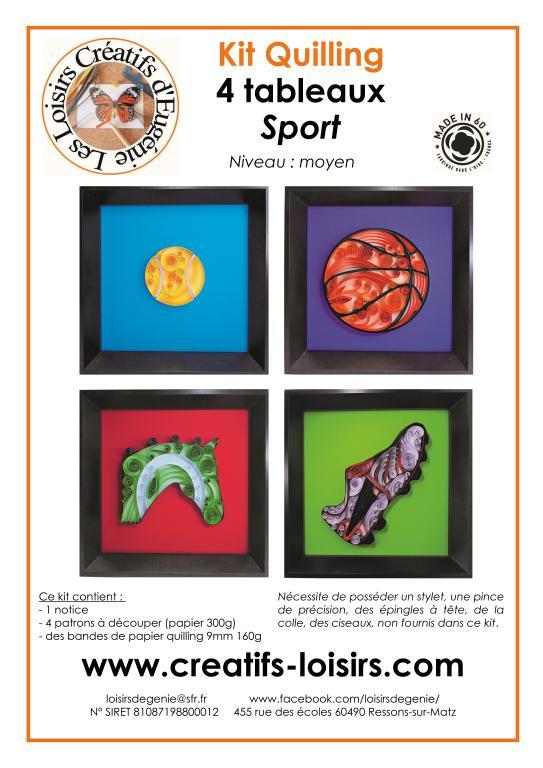 Kit tableau quilling sport balle ballon tennis basket equitation cheval chaussure foot bandes papier roule paperolles diy fait main loisirs creatifs